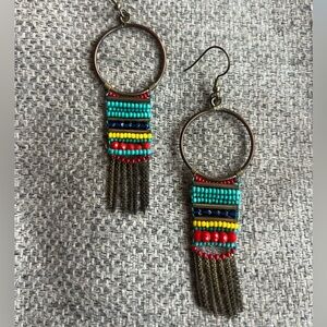 Colorful Beaded Hoop noonday Earrings